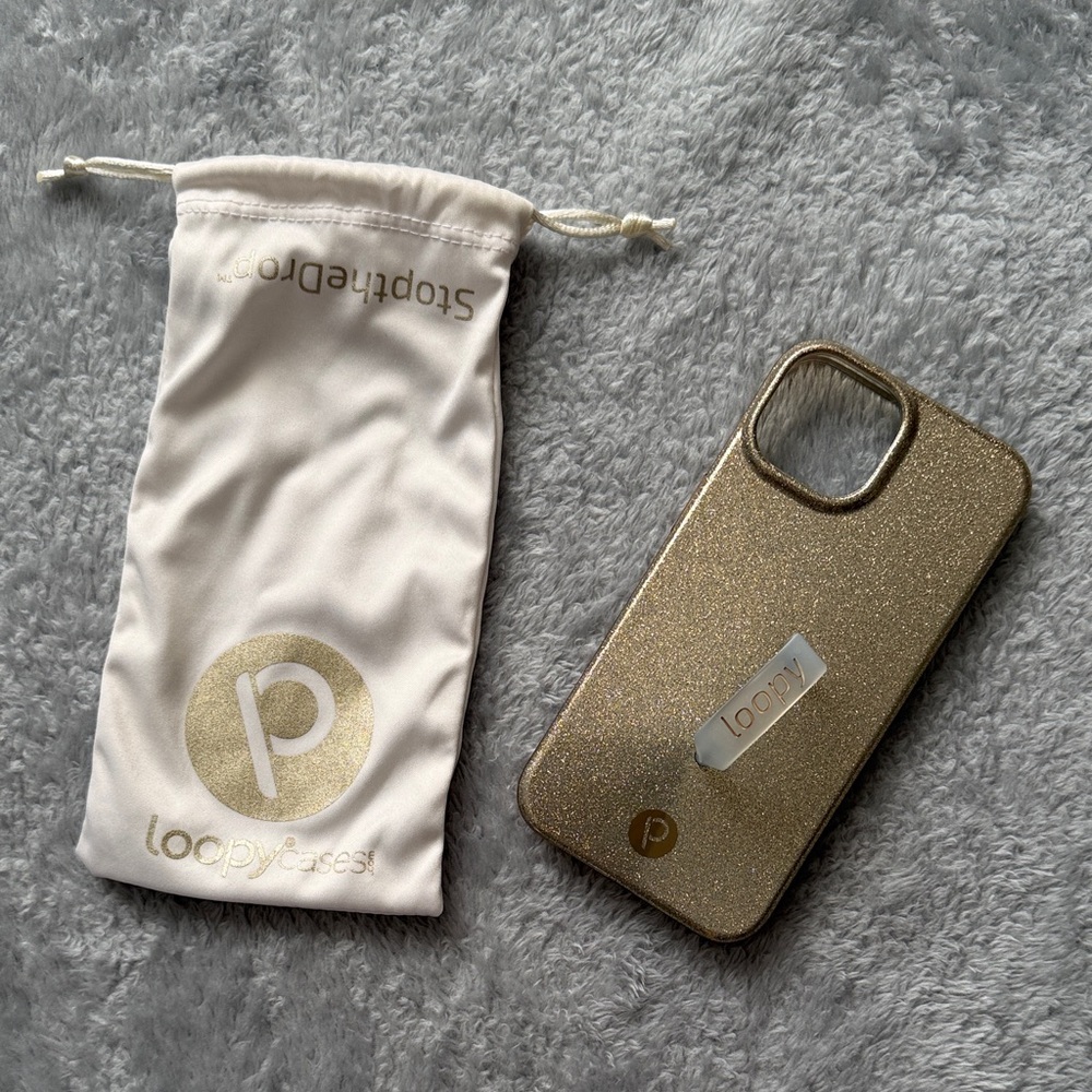 Loopy Case Original iPhone 14/13 6.1” Screen in Sparkle Champagne- Lefty